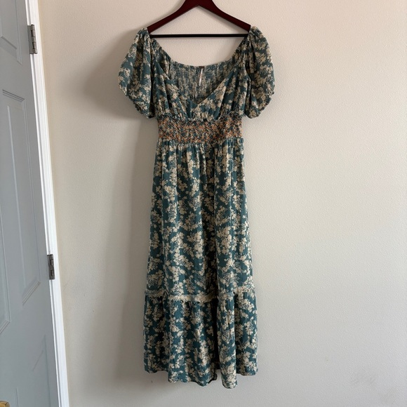 Free people Ellie Floral Print Gauze Dress in Soft Seafoam Womens Sz Small - Picture 6 of 16
